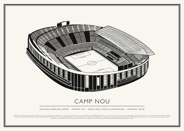 Póster Camp Nou Vintage Sketch 02 ES