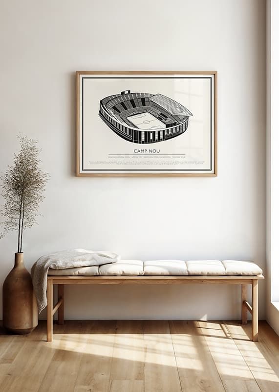 Camp Nou Vintage Sketch póster-12