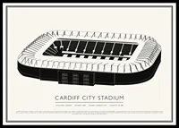 Cardiff City Stadium Vintage Sketch poster-0