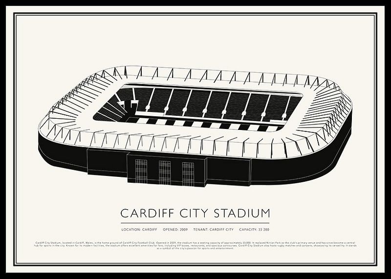 Stadionul Cardiff City Poster Vintage Sketch-12