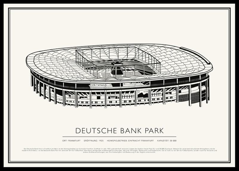Deutsche Bank Park Vintage Skizze Poster-12