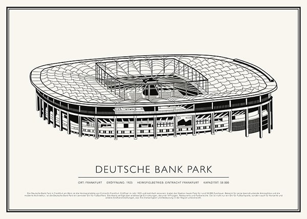 Poster Deutsche Bank Park Vintage Skizze 02 DE