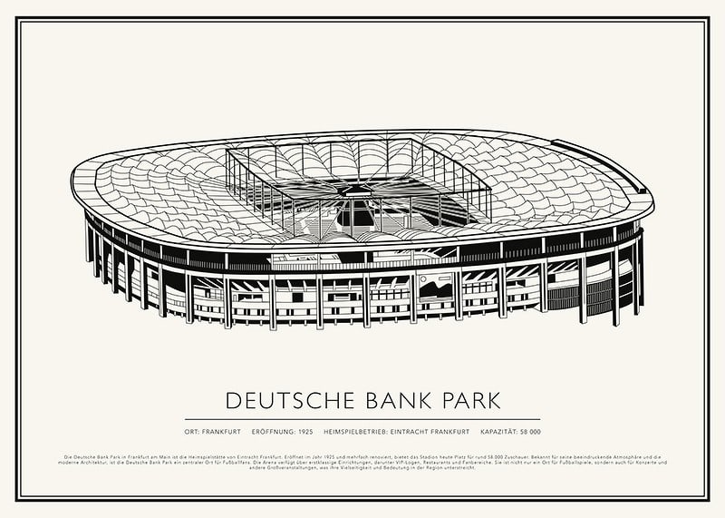 Deutsche Bank Park Vintage Skizze Poster-12