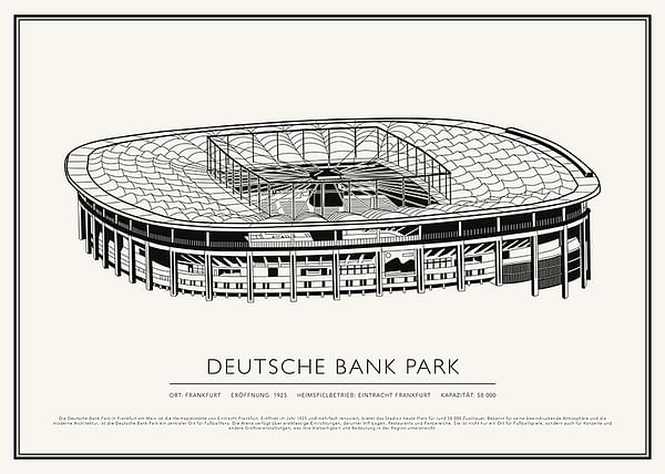 Poster Deutsche Bank Park Vintage Skizze 02 DE