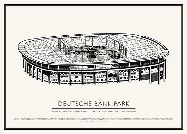 Poster Deutsche Bank Park Vintage Sketch 02 EN