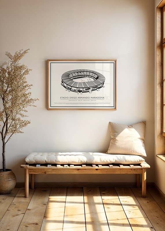 Stadio Diego Armando Maradona Vintage Sketch plakāts-12