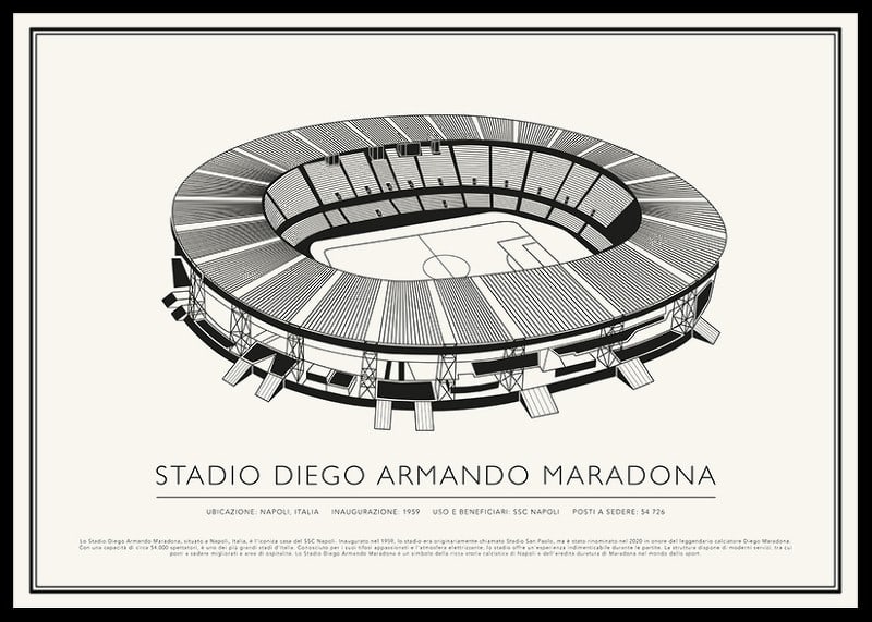 Stadio Diego Armando Maradona Vintage Schizzo poster-12
