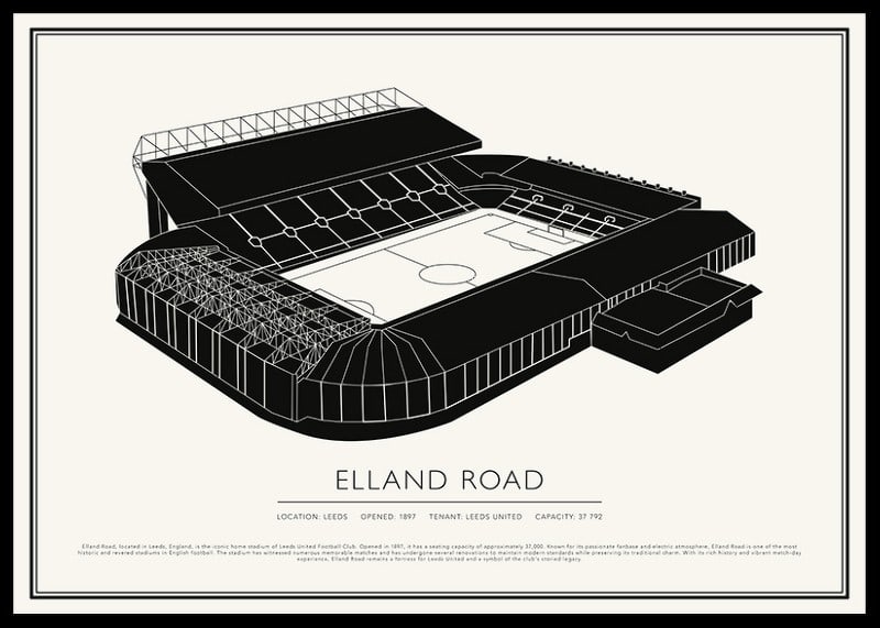 Elland Road Vintage Skizze Poster-12