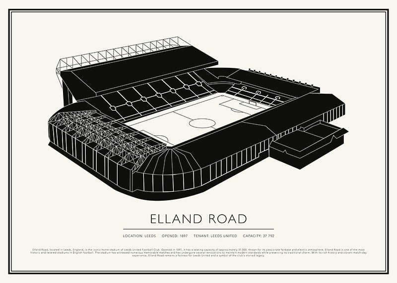 Elland Road Vintage Skizze Poster-12