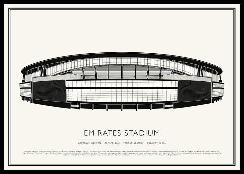 Plakat w stylu vintage ze szkicu stadionu Emirates-12
