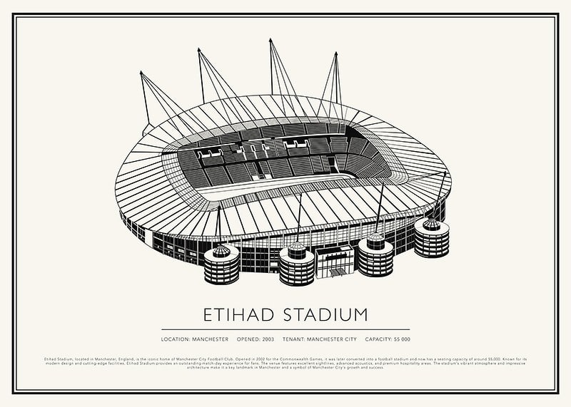 Etihad Stadium Vintage Sketch plakāts-12