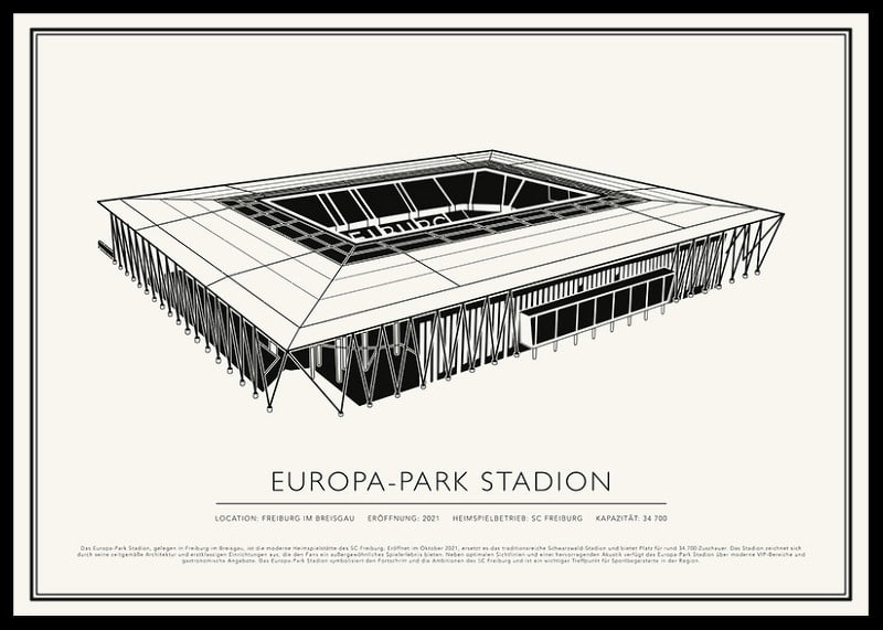 Europa-Park Stadion Vintage Skizze Poster-12
