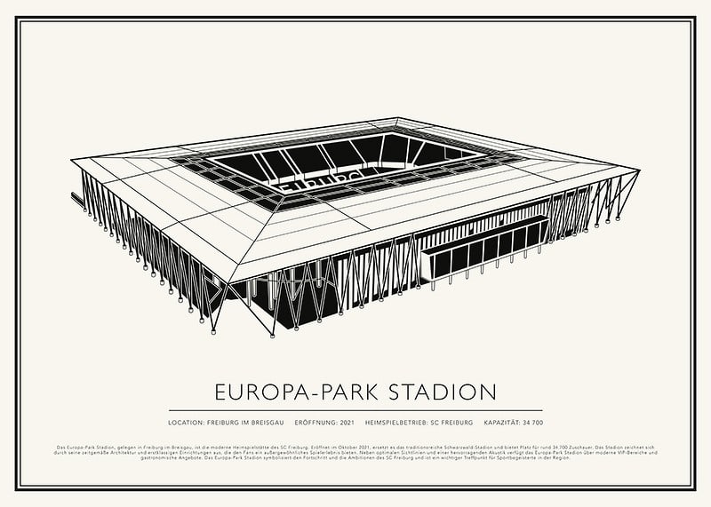 Europa-Park Stadion Vintage Skizze Poster-12