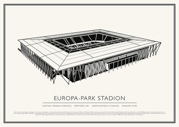Poster Europa-Park Stadion Vintage Skizze 02 DE
