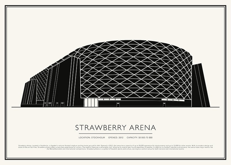 Plagát Strawberry Arena Vintage Sketch-12