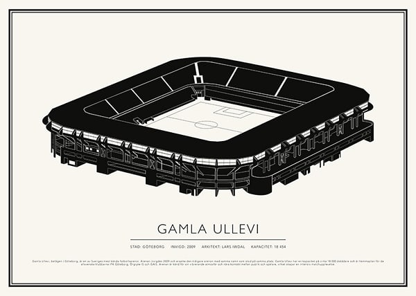 Poster Gamla Ullevi Vintage Skiss 02 SE