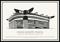 Štadión Giuseppe Meazza Vintage Sketch plagát-0