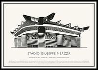 Afiș cu schiță vintage pe stadionul Giuseppe Meazza-0