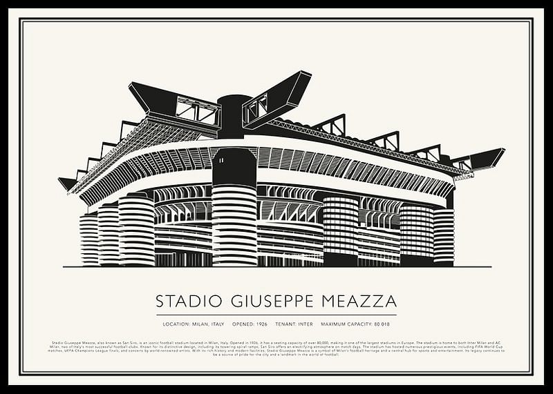 Afiș cu schiță vintage pe stadionul Giuseppe Meazza-12