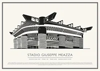 Giuseppe Meazza Stadium Vintage Skiss affisch-1