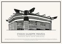 Afiș cu schiță vintage pe stadionul Giuseppe Meazza-1