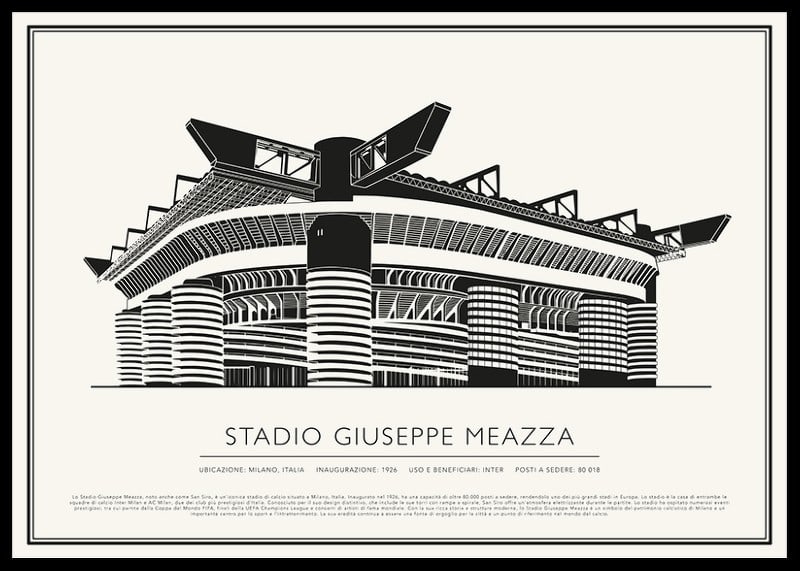 Stadio Giuseppe Meazza Vintage Schizzo poster-12