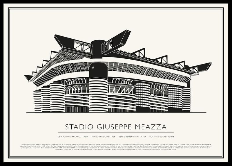 Stadio Giuseppe Meazza Vintage Schizzo poster-12