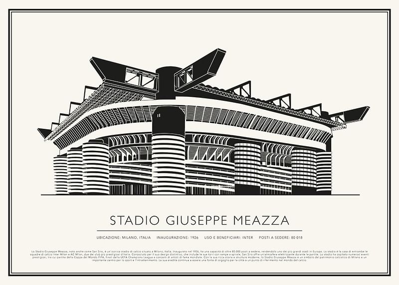 Stadio Giuseppe Meazza Vintage Schizzo poster-12