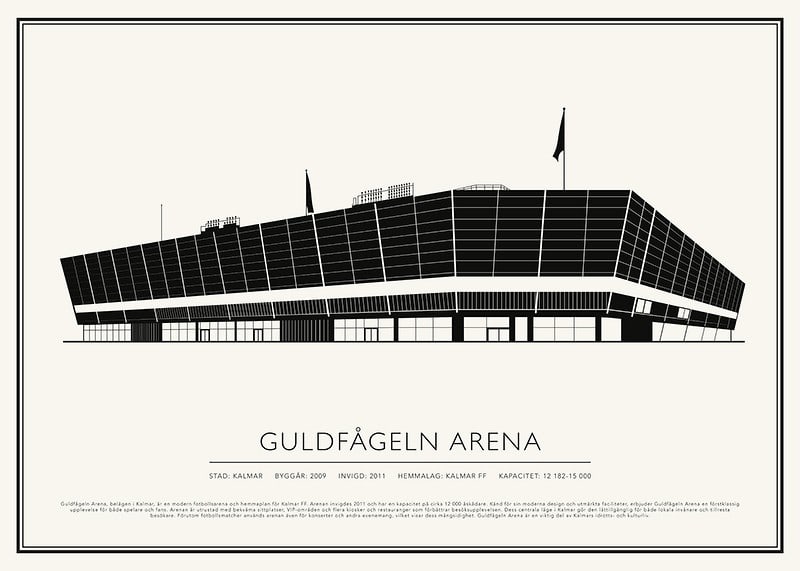 Guldfågeln Arena Vintage Skiss poster-12