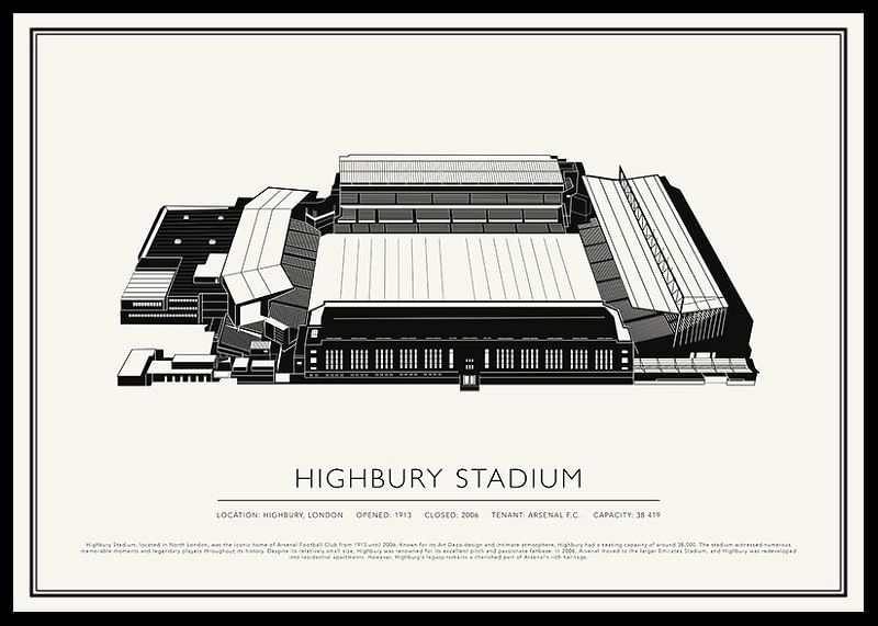 Poster Highbury Stadium Vintage Sketch-12