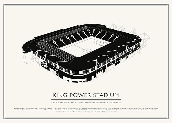 Poster King Power Stadium Vintage Sketch 02 EN
