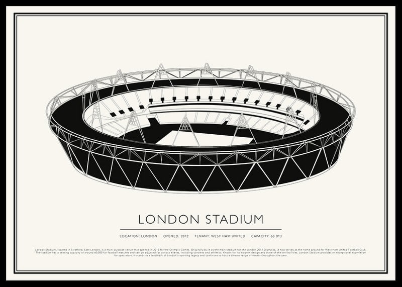 London Stadium Vintage Skizze Poster-12