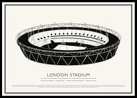 Poster cu schiță de epocă a stadionului din Londra-0