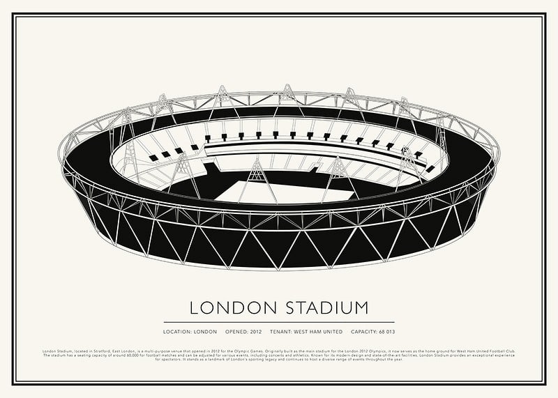London Stadium Vintage Skizze Poster-12
