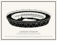 Poster cu schiță de epocă a stadionului din Londra-1