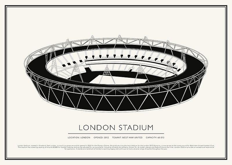 Poster cu schiță de epocă a stadionului din Londra-12