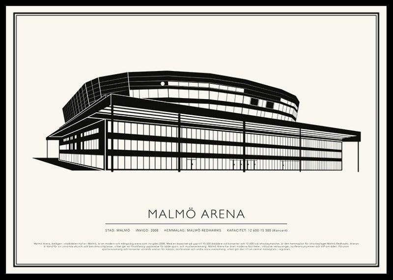 Malmö Arena Vintage Skiss poster-12