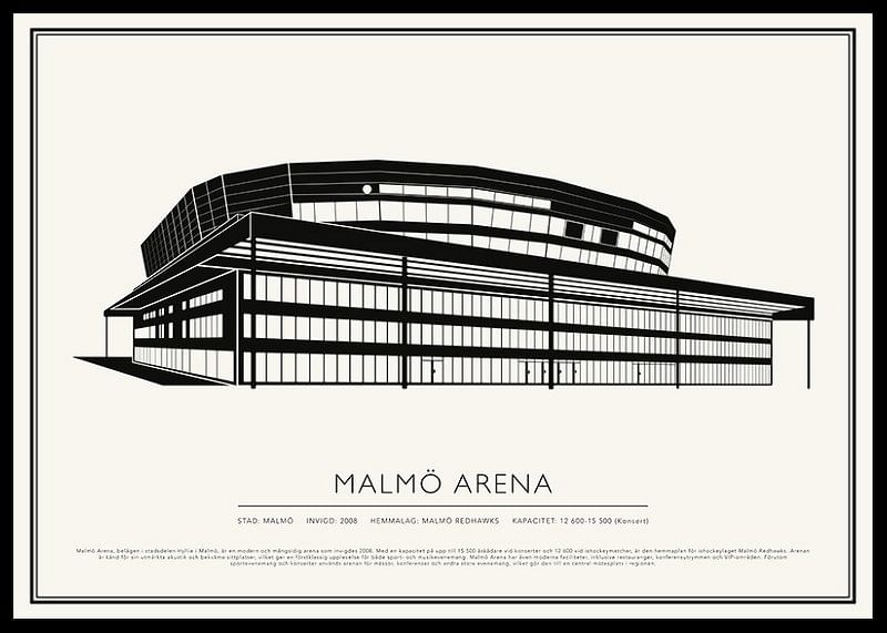 Malmö Arena Vintage Skiss poster-12