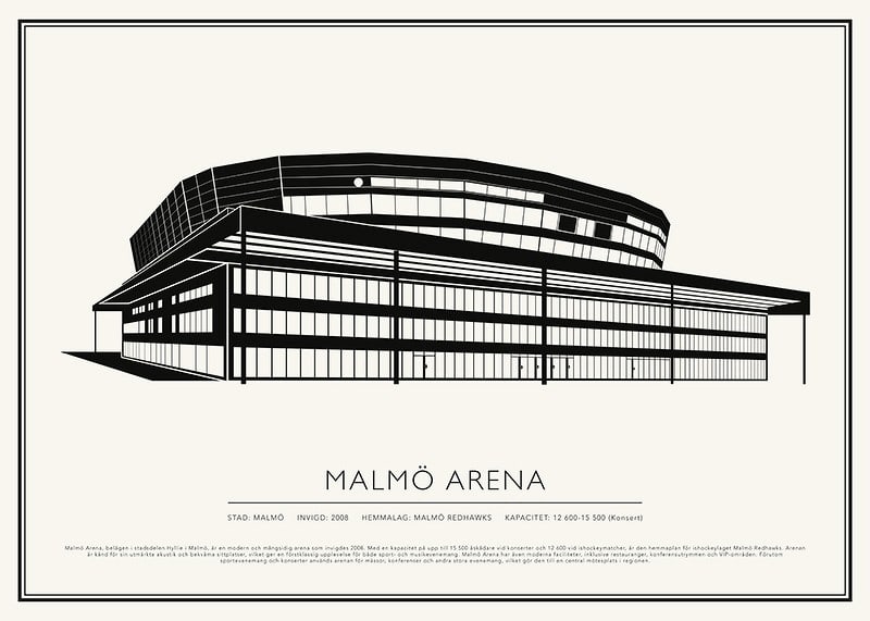 Malmö Arena Vintage Skiss poster-12