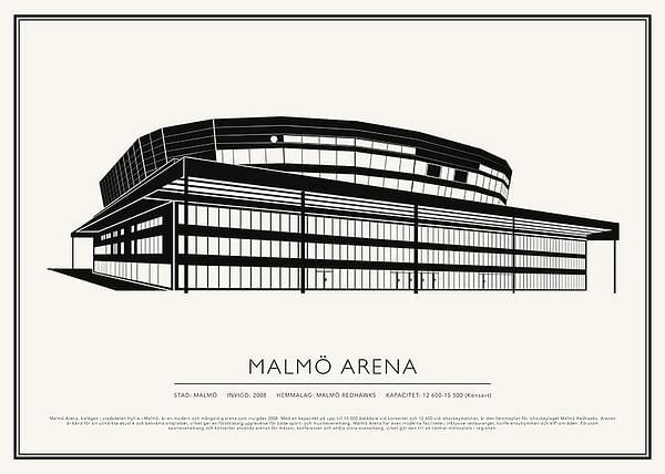 Poster Malmö Arena Vintage Skiss 02 SE