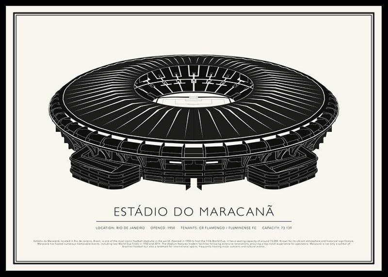 Plagát Vintage Sketch štadióna Maracanã-12