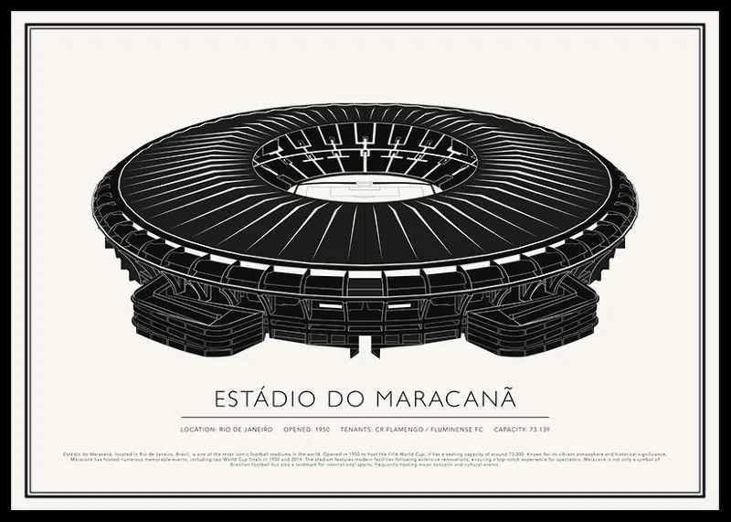 Estádio do Maracanã Vintage Sketch poster-12