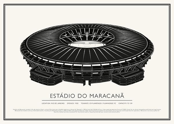 Poster Estádio do Maracanã Vintage Sketch 02 EN