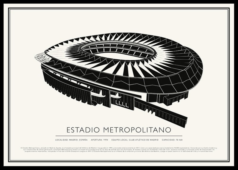 Estadio Metropolitano Vintage Sketch Póster-12