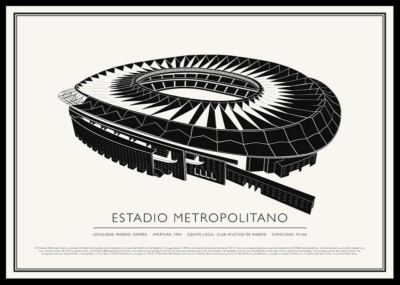 Estadio Metropolitano Vintage Sketch Póster-12