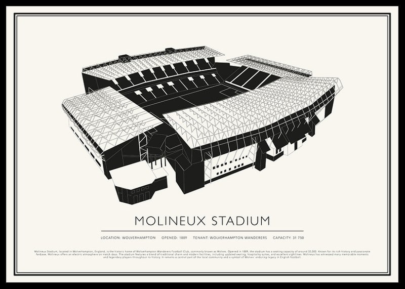 Plagát Vintage Sketch štadióna Molineux-12