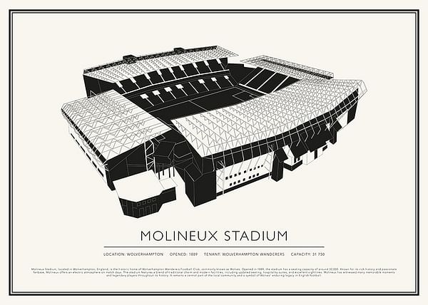 Poster Molineux Stadium Vintage Sketch 02 EN