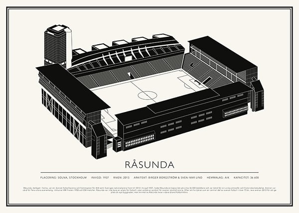 Poster Råsunda Vintage Skiss 02 SE
