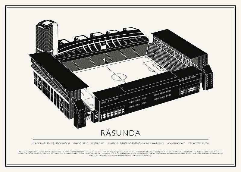 Råsunda Vintage Skiss poster-12