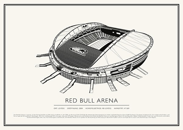 Poster Red Bull Arena Vintage Skizze 02 DE